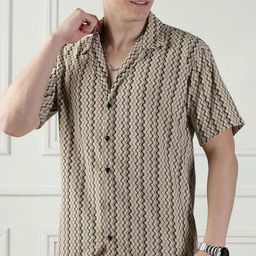 SWADESI STUFF Chevron Printed Short Sleeves Shirt-image-94