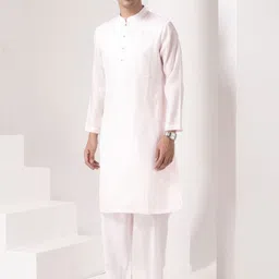 BARARA ETHNIC Mandarin Collar Long Sleeves Pastels Straight Kurta with Pyjamas-image-39
