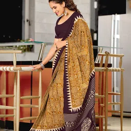 DIVASTRI Geometric Printed Block Print Saree image 4
