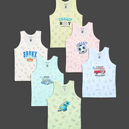 Revvo Junior Boys Printed Pure Cotton Sleeveless Vests-image-34
