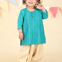 Fabindia Boys Embroidered Regular Thread Work Kurta with Dhoti Pants-14