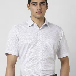 Van Heusen Men Regular Fit Spread Collar Geometric Printed Cotton Formal Shirt-image-8