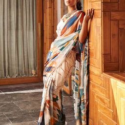 PHORIA STYLE Floral Pure Chiffon Saree-image-90