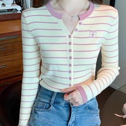 StyleCast Women Striped Round NeckLong Sleeves Cardigan-picture-24