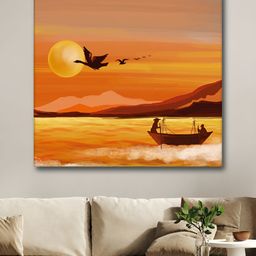 Myntra Elegant Homes Yellow & Orange Nature Printed Canvas Wall Art-image-80