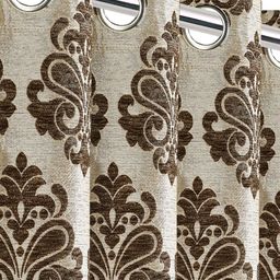 Saral Home Brown & Off White Set of 2 Ethnic Motifs Black Out Window Curtain-15