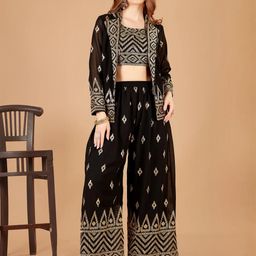 Xomantic Fashion Black Georgette Kurta Sets-image-82