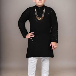 TELESTO Black Viscose Rayon Kurta Sets-52