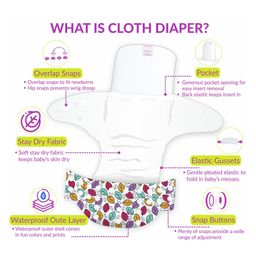 Bembika Reusable Cloth Diaper with Bamboo Insert Leaf Print - Multicolor image 4