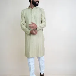 KUNDALI KAKSHAY Ethnic Motifs Embroidered Sequinned Mandarin Collar Straight Kurta-image-97