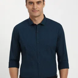 Peter England Men Slim Fit Textured Spread Collar Formal Cotton Shirt-picture-37