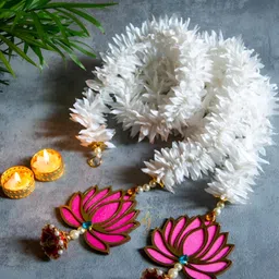 Nutts 2Pcs White & Pink Textured Handmade Papergajra Garlands-picture-35
