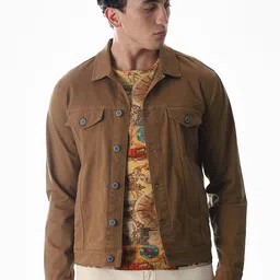 Jack & Jones Men Spread Collar Solid Cotton Denim Jacket-picture-41