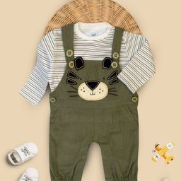 MeeMee Infants Striped Cotton Dungaree With T-Shirt-picture-39