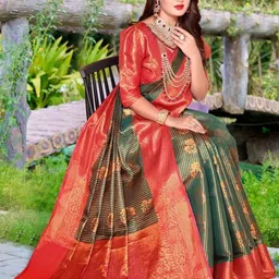 AKSH FASHION Green Silk Blend Sarees-picture-10