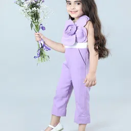 THE LITTLE CELEBS Girls One Shoulder Basic Jumpsuit with Applique-image-54