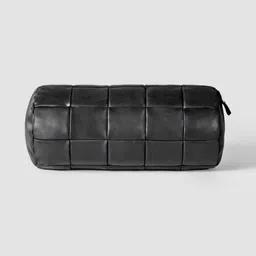 NOORA Black Geometric Leather Round Cushion Covers-image-73
