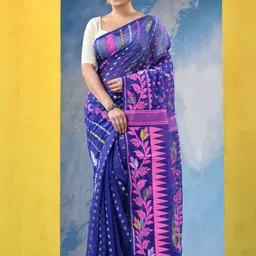 DESH BIDESH Floral Handloom Jamdani Saree-image-82