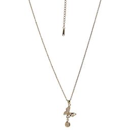 jooltara Gold-Plated Artificial Stone-Studded Butterfly-Shaped Pendant With Chain-image-79