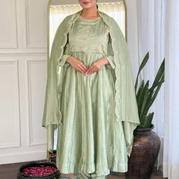NIZA FASHION Women Ethnic Motifs Embroidered Regular Kurta Trousers With Dupatta-image-67