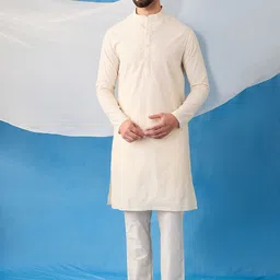 Inddus Men Ethnic Motifs Embroidered Regular Chikankari Kurta with Trousers-image-10