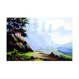 Inephos White And Green Printed Canvas Wall Art-54