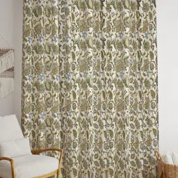 BILBERRY Furnishing by preeti grover Beige & Green Floral Room Darkening Window Curtain-picture-21