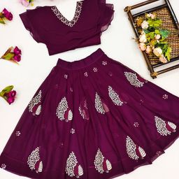 BAESD Girls Embellished Thread Work Ready to Wear Lehenga &-image-94