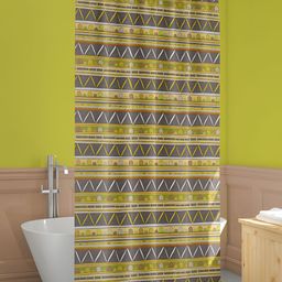 ArtzFolio Yellow & Grey Printed Water Proof Shower Curtain-image-48
