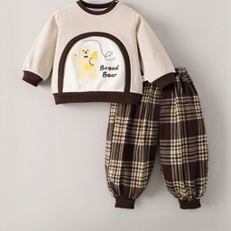 Hopscotch Kids Boys Cream 7 Brown Cotton Blend T-shirt & Joggers-picture-29
