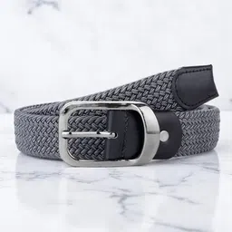 CRUSSET Unisex Grey Braided Belt-image-6