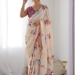all about you Floral Mirror Work Silk Blend Saree-image-76