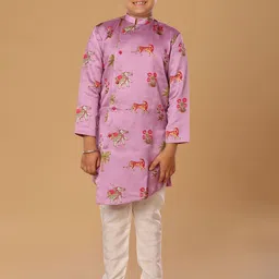 The Mini Trunk Boys Ethnic Motifs Printed Mandarin Collar Straight Kurta With Trousers-50