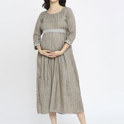 MORDEN MUSE Women Paisley Embroidered Thread Work Summer Sheers Maternity Kurta-image-19