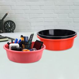 Kuber Industries Red & Black 3 Pieces Regular Desk Organisers-62