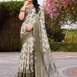 KALINI Ethnic Motifs Beads and Stones Silk Cotton Saree-image-61
