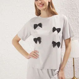 Trendyol Women T-Shirt & Shorts Pure Cotton Night Suits-picture-29