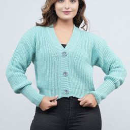 FEVERFEW Women Ribbed Woollen Crop Cardigan-image-45