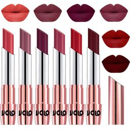 VOLO Set Of 6 Creme Matte Lipstick- Peach-Plum-Wine-Rose Pink-Tomato Red-Maroon-9