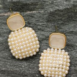 KRENOZ Pearls Square Shaped Drop Earrings-21