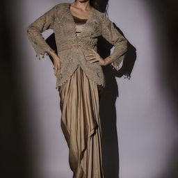 AJIESH OBEROI Embellished Top, Skirt & Jacket Co-Ord Set-image-13
