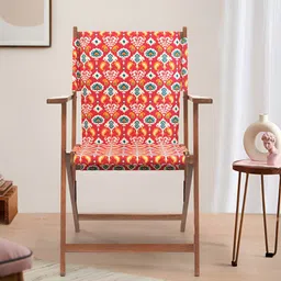 Chumbak Red & Beige Ikkat Bistro Folding Chair-34