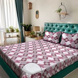 Myntra Elegant Homes Pink Geometric Pure Cotton 400TC Double King Bedsheet Set-2.5mX2.25m-picture-19