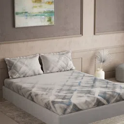 DDecor Elemental Grey & White Abstract Cotton 145 TC Queen Bedsheet Set-2.54 m x 2.74 m-image-88
