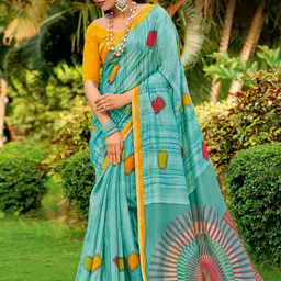 Anouk Rustic Geometric Printed Zari Designer Block Printed Saree-20