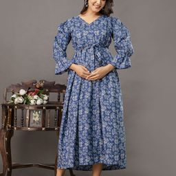 Nayo Floral Print Maternity Maxi Dress-image-47