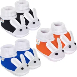 NESKA MODA 0 To 6 Month Newborn Baby Boy & Girls 3 Pair Set Soft Cotton Rabbit Slip On Baby Booties-picture-11