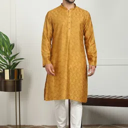SWAGG INDIA Ethnic Motifs Embroidered Thread Work Mandarin Collar Straight Kurta-picture-20