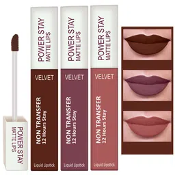 PERPAA Set Of 3 Waterproof Liquid Matte Power Bon Bon Brown Stay Lipstick 150gm-90