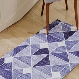 Home Centre Exotica Fayruz Blue Geometric Printed Rectangle Shaped Carpet-0